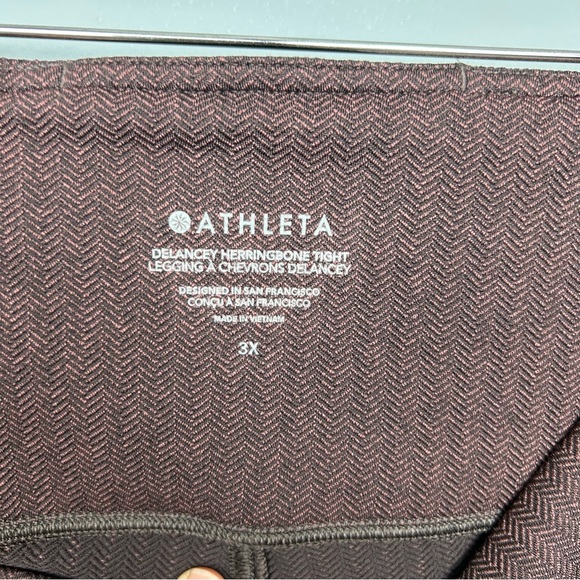 ATHLETA 3X Delancey herringbone tight leggings plus size zip back pockets brown - Picture 11 of 15
